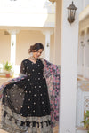 Nisha Black Readymade Fency Gown With Dupatta Set