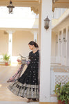 Nisha Black Readymade Fency Gown With Dupatta Set