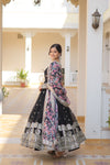 Nisha Black Readymade Fency Gown With Dupatta Set