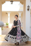 Nisha Black Readymade Fency Gown With Dupatta Set