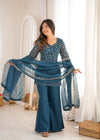 Designer Teal Ethnic Suit Set with Intricate Embroidery