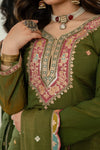 Zehra Green Embroidered Kurta Palazzo Dupatta Suit Set
