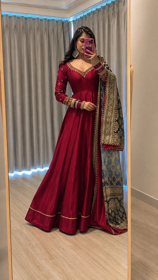 Dhruvi Pink Anarkali Premium Suit Set