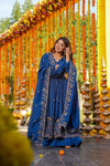 Zivara Blue Wedding Wear Embroidered Anarkali Suit Set