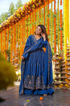Zivara Blue Wedding Wear Embroidered Anarkali Suit Set