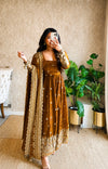 Diya Gold Embroidered Anarkali Suit Set with Dupatta