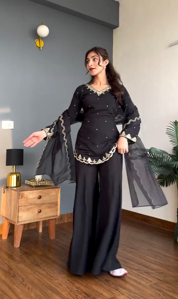 Black Glimmer Designer Suit Set