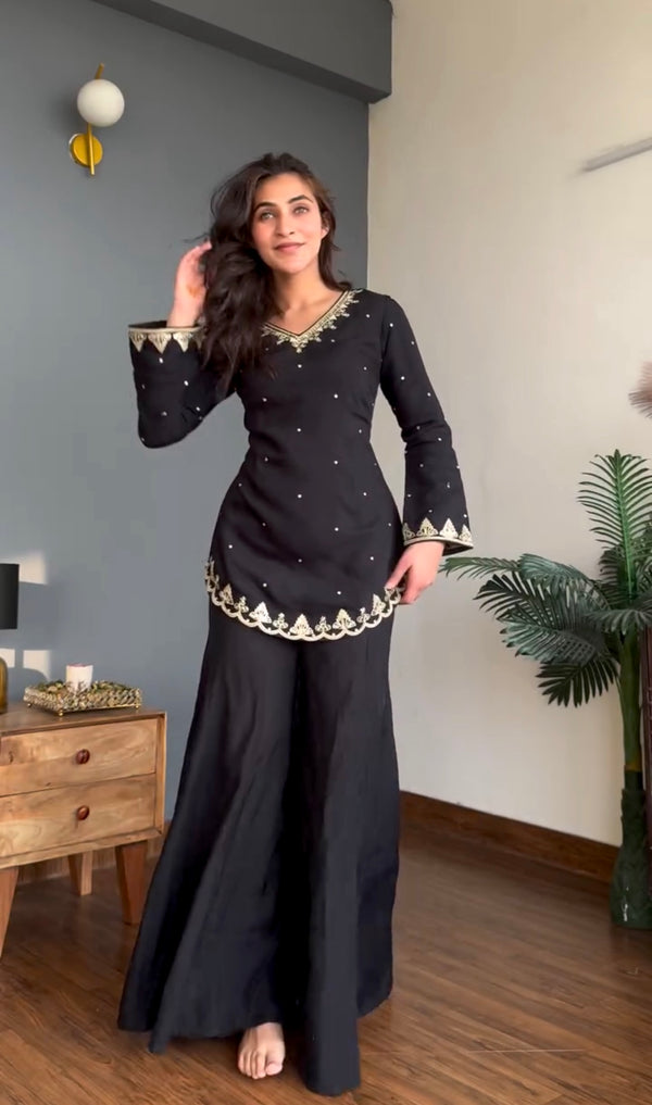 Black Glimmer Designer Suit Set