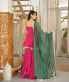 Pink Bandhani Print Sharara Suit Set with Green Dupatta