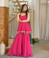 Pink Bandhani Print Sharara Suit Set with Green Dupatta