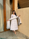 Classic Ivory Floral Anarkali with Dupatta