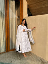 Classic Ivory Floral Anarkali with Dupatta