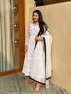 Classic Ivory Floral Anarkali with Dupatta