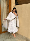 Classic Ivory Floral Anarkali with Dupatta