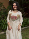 White Hand work Anarkali Suit Set with Dupatta Festive & Wedding Wear