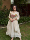 White Hand work Anarkali Suit Set with Dupatta Festive & Wedding Wear