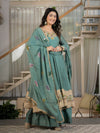 Designer Anarkali Suit Set with Rich Border & Neck Embroidery