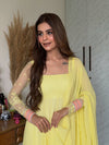 Mahi Pastel Yellow Embroidered Anarkali Suit Set with Dupatta
