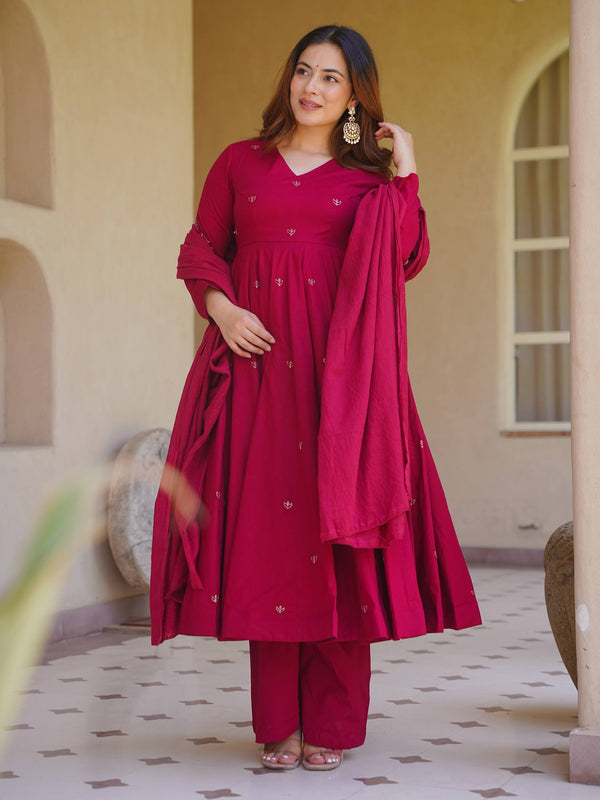 Meher Red And Pink Designer Anarkali Kurta Palazzo Suit Set