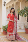 Nisha Red Readymade Fency Gown With Dupatta Set