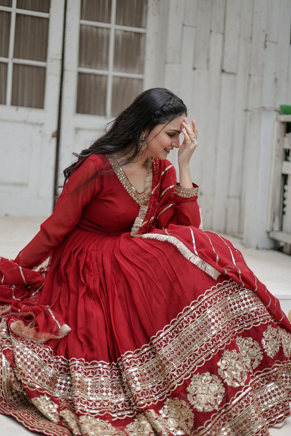 Sandhiya Maroon Embroidered Suit Set