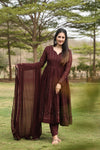 Derry's Cofee Coloured Anarkali Suit Set