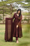 Derry's Cofee Coloured Anarkali Suit Set