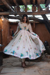 White Floral Printed Designer Anarkali Suit Set with Dupatta