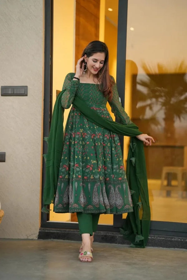 Sparkling Green Georgette Suit Set