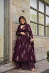 Akira Wine Maslin Anarkali Suit Set