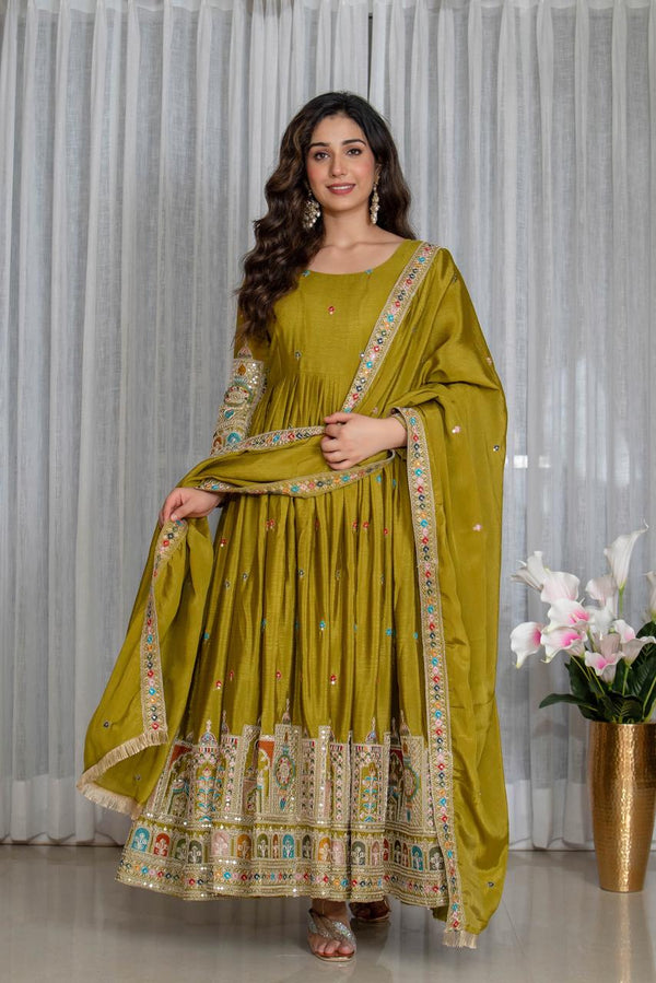 Tulip Designer Cinon Silk Anarkali Suit Set