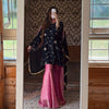 Opulent Black and Pink Embroidered Plazzo Suit with Dupatta