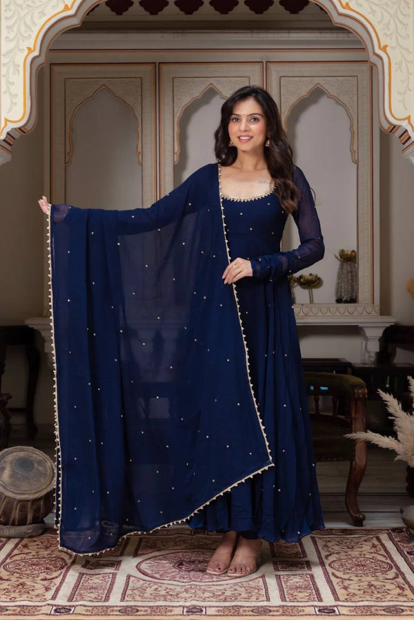Priti Blue Premium Anarkali Suit Set