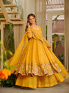 Nilam yellow Embroidered Stylish Anarkali Suit Set