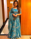 Radhika Elegant Teal Blue Embroidered Flared Anarkali Suit Set with Dupatta