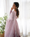 Sakura Printed Pure Soft Organza Jade Pink Anarkali Gown