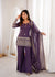 Royal Purple Embroidered Sharara Suit Set with Dupatta