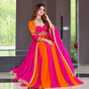 Royal Orange & Pink Embroidered Anarkali Gown with Dupatta