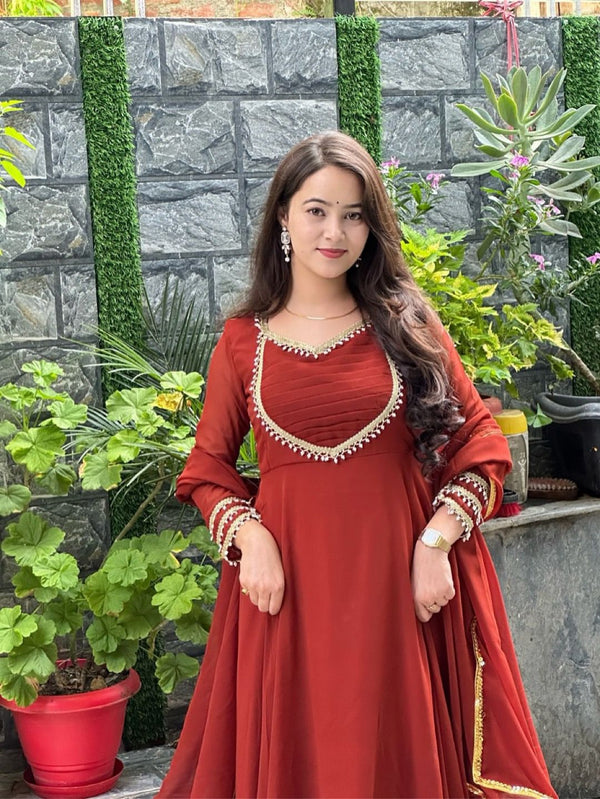Mustured Festive Anarkali suit