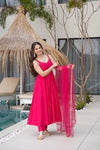 Nency Pink Floral Designer Pure Chanderi Anarkali Gown