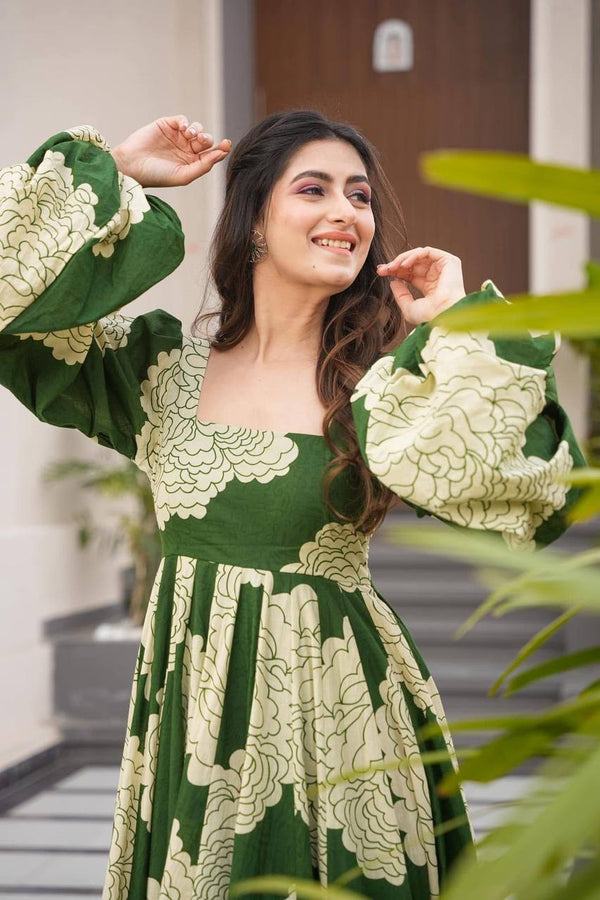 Mehtab Green Maslin Suit Set