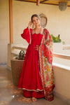 Luxury Red Party Wear Anarkali Suit Set for Women