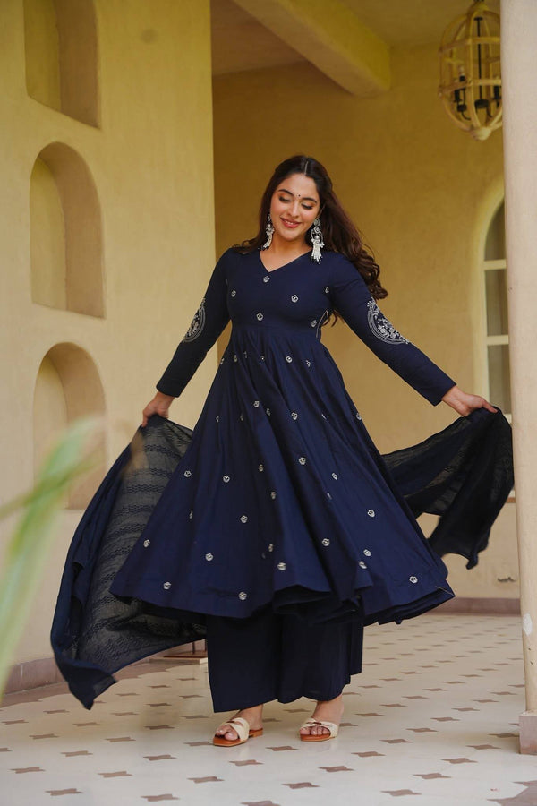 Siya Designer Navy Blue Ethnic Anarkali Suit Set
