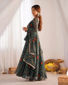 Bandhej Green Soft Chiffon Forest Designer Anarkali Gown
