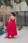 Nency Pink Floral Designer Pure Chanderi Anarkali Gown