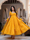 Sunshine Yellow Jacquard Anarkali Suit Set with Dupatta