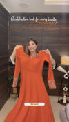 Zenisha orange anarkali suit set