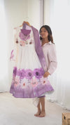 Goldy Flowers Purple Organza Silk Anarkali Gown