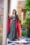 Multicolor Real Heavy Printed Work Gown Set